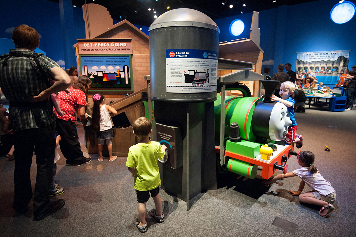 children playing on Get Percy Going exhibit component